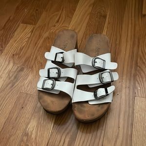 White platform sandals